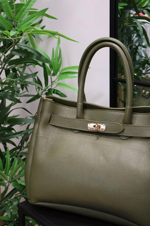 Top handle-väska i äkta skinn