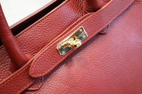 Top handle-väska i äkta skinn